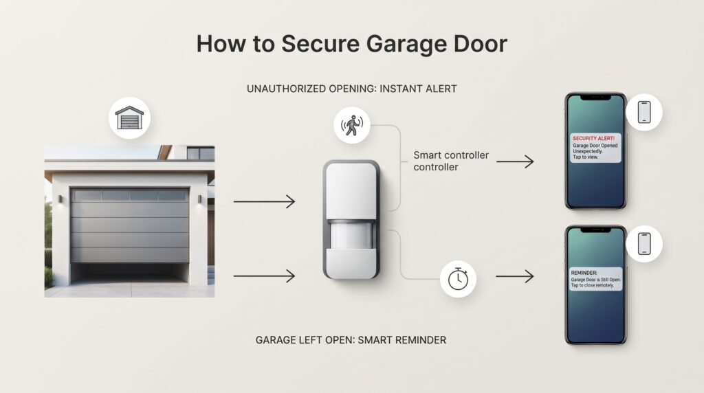 How to secure garage door with smart alerts and open door reminders